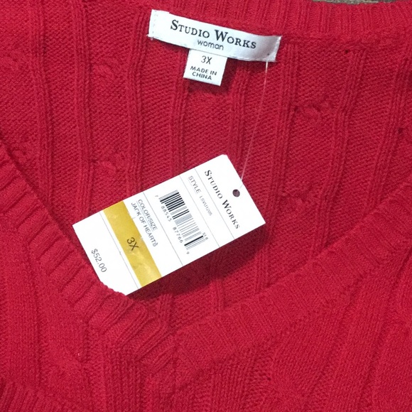 Studio Works Comfy 91% COTTON Sweater in cool red Size 2x or 3x NWT - Fast Ship! - Picture 3 of 4